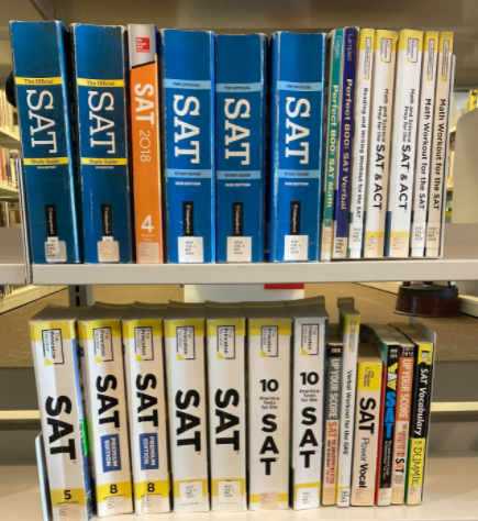 SAT prep books on display in Plainsboro Public Library 