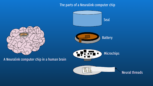 The Neuralink computer chip’s design  (adapted from CNET)