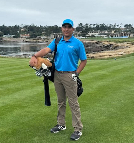 Nick Yagnik on Hole 18 at Pebble Beach golf course.