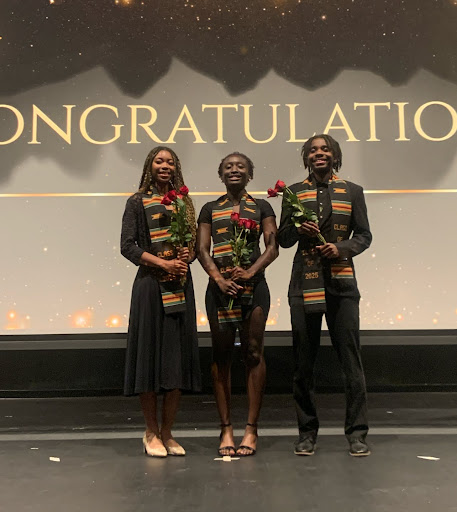 Saraiah Hoover (‘25), Adama Turay (‘25) and Josiah Cuerton (‘25) at the Stole Ceremony.