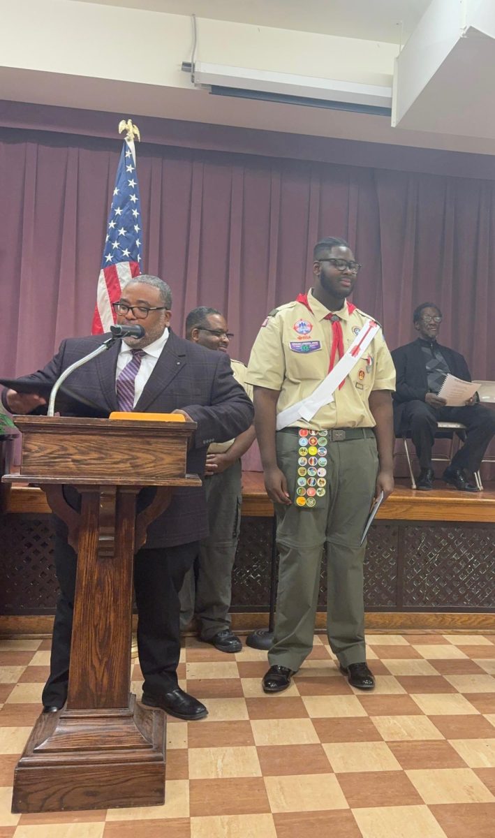 Keith Rex ('26) receiving his Eagle Scout Award.