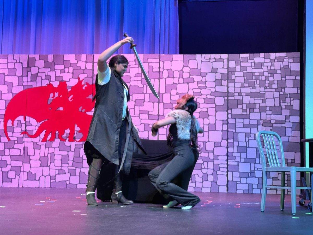 Dia Jha (‘27) piercing through Jahnavi Annambhotla (‘28) on stage